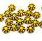 9mm Yellow Czech glass daisy flower beads, black inlays, 20pc