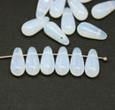 6x13mm Opal white long teardrop czech glass beads, 15pc