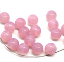 8mm Opal pink round czech glass druk pressed beads, 20Pc