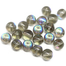 8mm Gray round czech glass druk pressed beads, AB finish, 20Pc