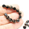 6mm Jet black Czech glass beads with luster, round cut, 20pc