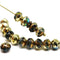 5x7mm Capri blue Gold luster Czech glass rondelle beads, 20pc