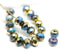 5x7mm Mixed blue Gold luster Czech glass rondelle beads, 20pc