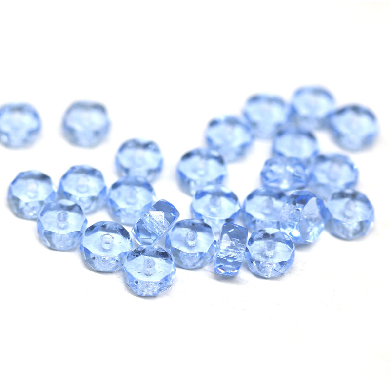 Sapphire blue rondelle fire polished czech glass spacer beads jewelry making