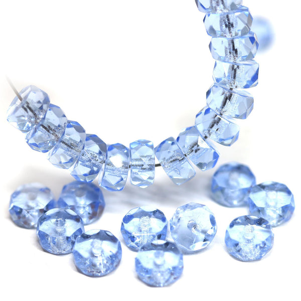 Sapphire blue rondelle fire polished czech glass spacer beads jewelry making
