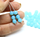 6mm Opal sky blue round druk czech glass beads, 30Pc