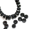 Black rondelle beads, fire polished czech glass faceted spacers