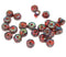 Red picasso rondelle beads, fire polished czech glass faceted spacers