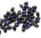 5x7mm Jet black drop beads, blue luster, czech glass teardrops, 50pc