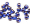 6mm Dark blue Czech glass beads with luster, round cut, 20pc