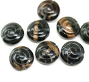 13mm Dark gray spiral shells Czech glass seashells, 8pc