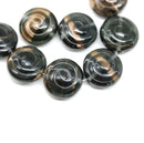13mm Dark gray spiral shells Czech glass seashells, 8pc