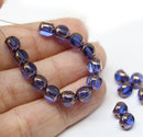 6mm Dark blue Czech glass beads with luster, round cut, 20pc