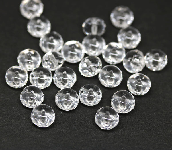 Crystal clear Czech glass rondelle beads spacers for jewelry making