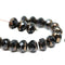 Black Czech glass rondelle beads spacers for jewelry making