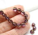 6mm Purple Czech glass beads with luster, round cut, 20pc