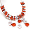 Orange rondelle beads, silver coating fire polished czech glass