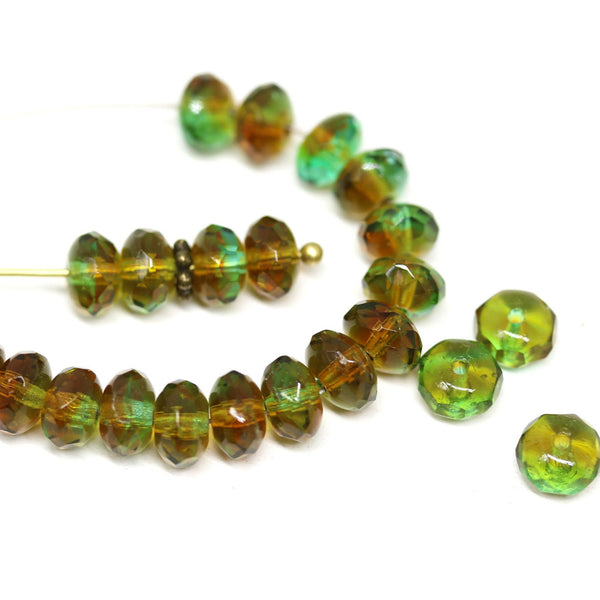 Woodland czech glass fire polished rondelle beads DIY jewelry