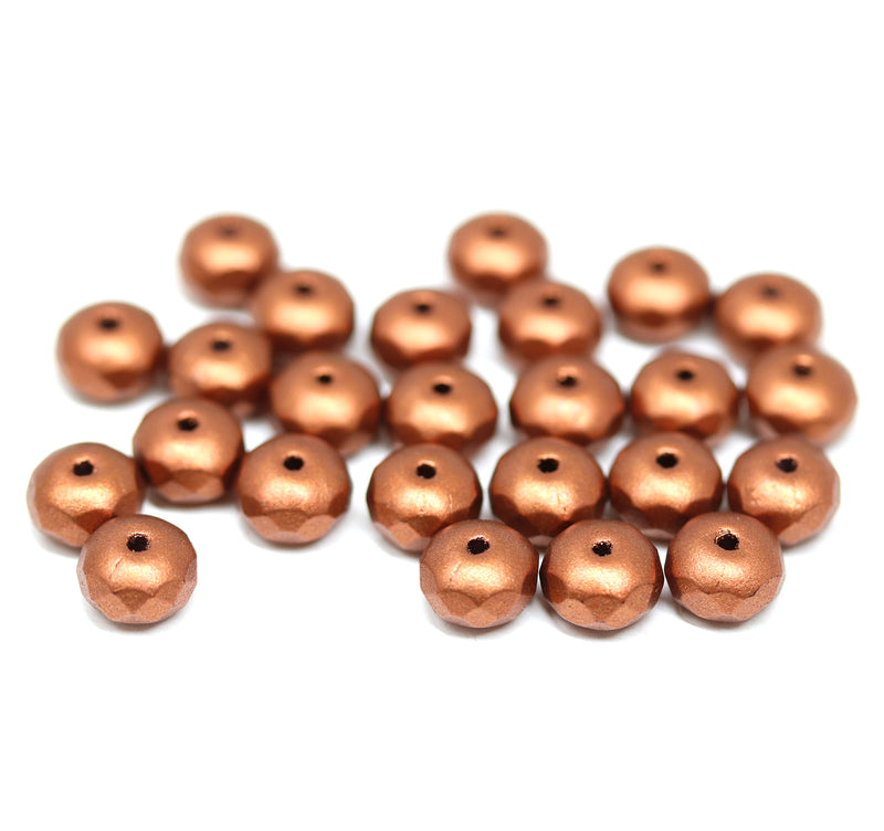 Copper metallic czech glass fire polished rondelle beads DIY jewelry