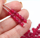 4mm Frosted red czech glass beads round druk spacers mix, 90Pc