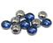 Montana blue puffy rondelle czech glass pressed beads jewelry DIY
