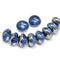 Montana blue puffy rondelle czech glass pressed beads jewelry DIY