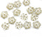 10mm Crystal clear czech glass flower caps, gold wash, 15pc