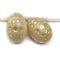 20mm Easter eggs czech glass beads, Beige Gold ornament - 2Pc