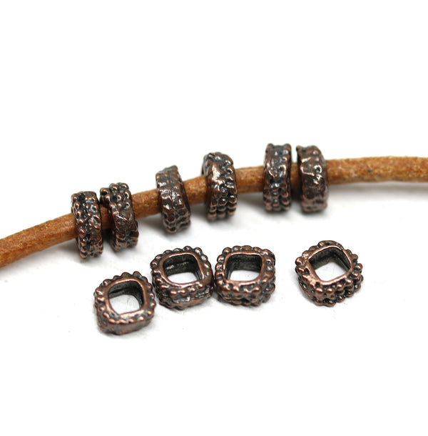 5mm Copper spacer square beads 2mm hole, 10pc