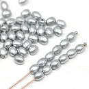 5x4mm Matte metallic silver czech glass rice beads jewelry making