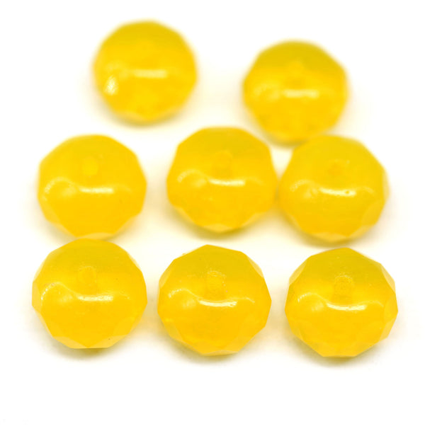 7x11mm Opal yellow rondelle Czech glass beads fire polished, 8pc
