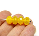 7x11mm Opal yellow rondelle Czech glass beads fire polished, 8pc