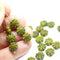 9mm Olive green Czech glass daisy flower beads 20pc