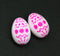 20mm Easter eggs czech glass beads, White pink ornament, 2Pc