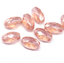 12x8mm Pink luster barrel czech glass fire polished oval beads, 4Pc
