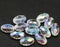 12x8mm Crystal clear barrel czech glass fire polished oval beads, AB finish, 6Pc