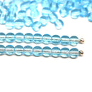 4mm Aqua blue czech glass beads round druk spacers, 90Pc