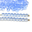 4mm Sapphire blue czech glass beads round druk spacers, 90Pc