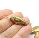 25x12mm Golden Czech glass fish beads, 4pc