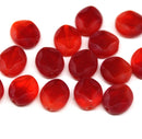 9x8mm Mixed red flat oval wavy czech glass beads, 15Pc