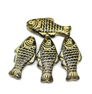 25x12mm Dark olivine gold wash Czech glass fish beads, 4pc