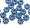 9mm Opal blue Czech glass daisy flower beads, silver wash, 20pc