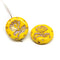 18mm Yellow flower Czech glass beads, copper wash, 2pc