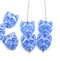10pc Crystal clear cat head Czech glass beads blue inlays