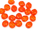 9x8mm Orange red flat oval wavy czech glass beads, 20Pc