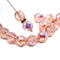 8mm Peach pink Czech glass fire polished round beads, AB finish - 15Pc