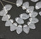 12x7mm Frosted clear glass leaf beads 40pc