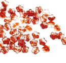 7mm Crystal clear red flower bead caps Czech glass small floral beads 50Pc