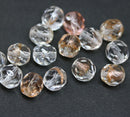8mm Crystal clear with aventurine Czech glass fire polished round beads - 15Pc