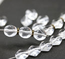 9x8mm Crystal clear flat oval wavy czech glass beads, 20Pc